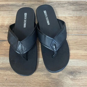 Ben Sherman men’s flip flop sandals faux leather size 9 black